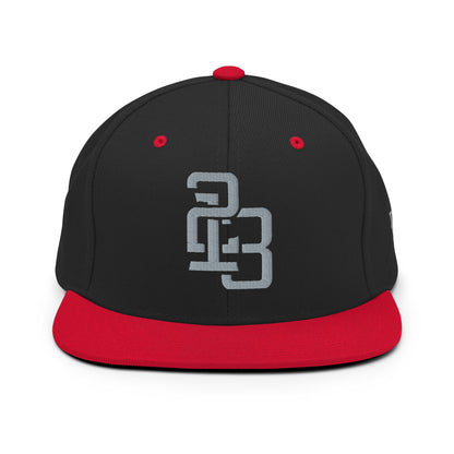 "213" Wool Blend Snapback Hat | Yupoong 6089M | E Luna SELECT Tricrest 3 Grey Thread Front, Left Side & Back Logos