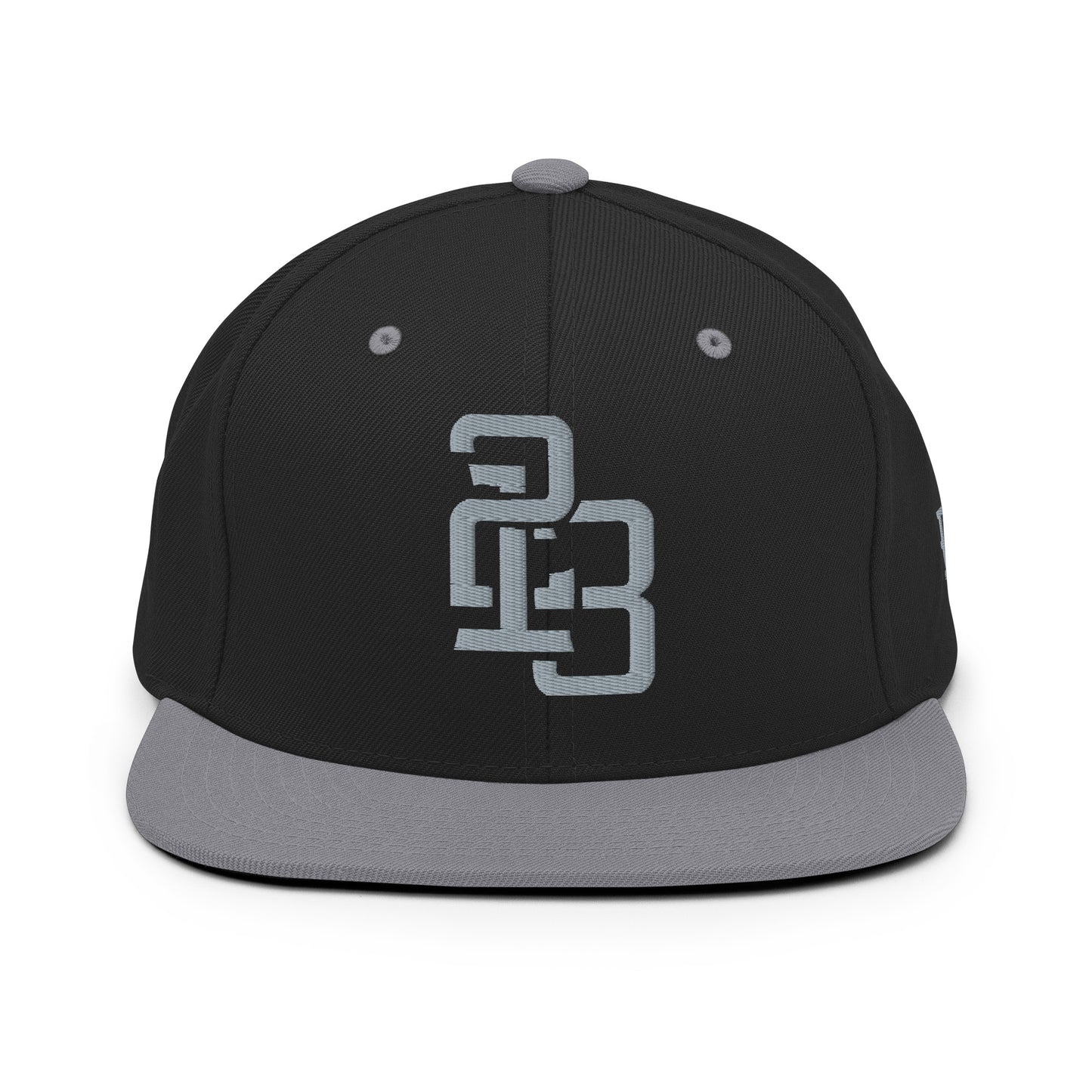 "213" Wool Blend Snapback Hat | Yupoong 6089M | E Luna SELECT Tricrest 3 Grey Thread Front, Left Side & Back Logos