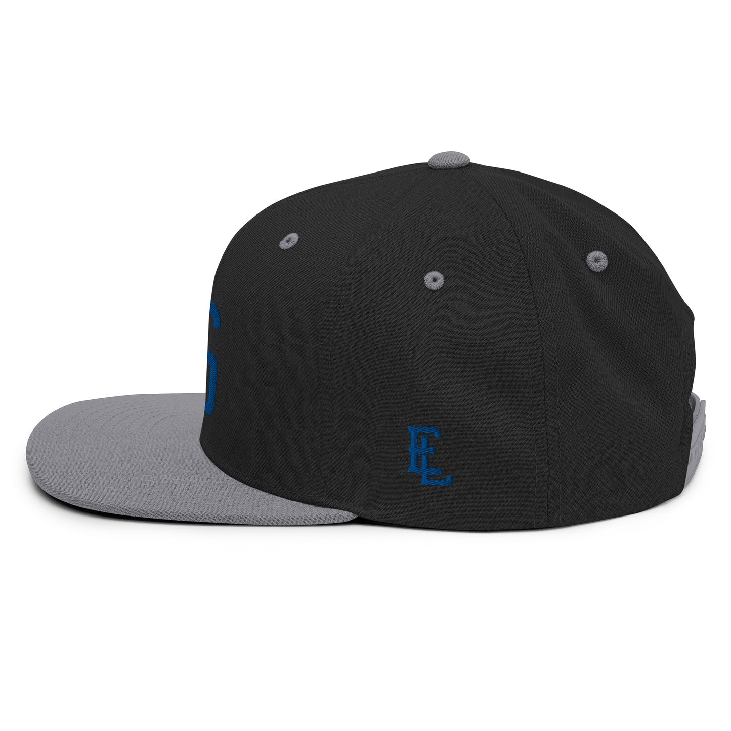 "LOS" Wool Blend Snapback Hat | Yupoong 6089M | E Luna ESSENTIAL Duocrest 2 Royal Thread Front & Left Side Logos