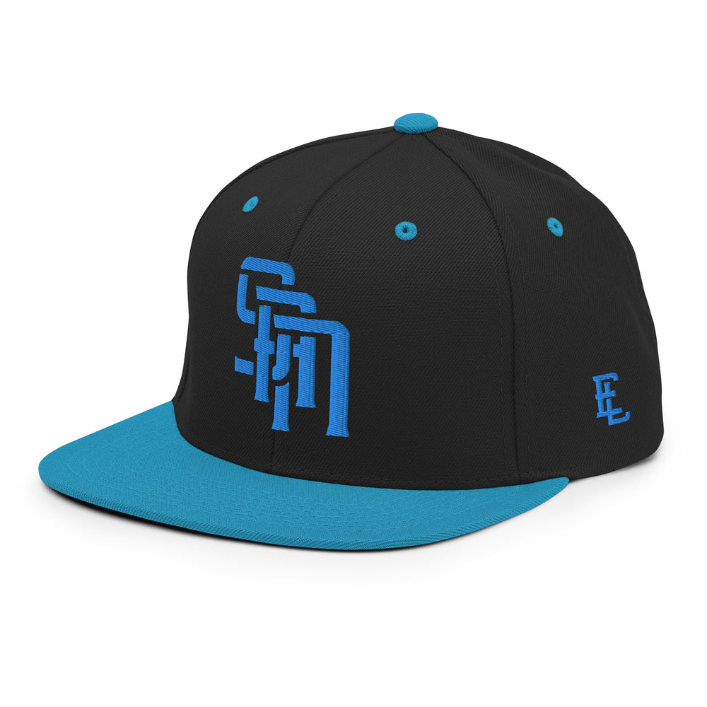 "SAN" Wool Blend Snapback | E Luna Brand SELECT | 3 Aqua/Teal Thread Logos | 3D Puff Edition
