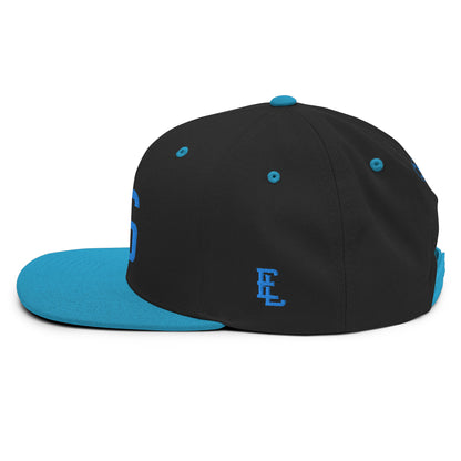 "LOS" Wool Blend Snapback Hat | Yupoong 6089M | E Luna SELECT Tricrest 3 Aqua/Teal Thread Front, Left Side & Back Logos