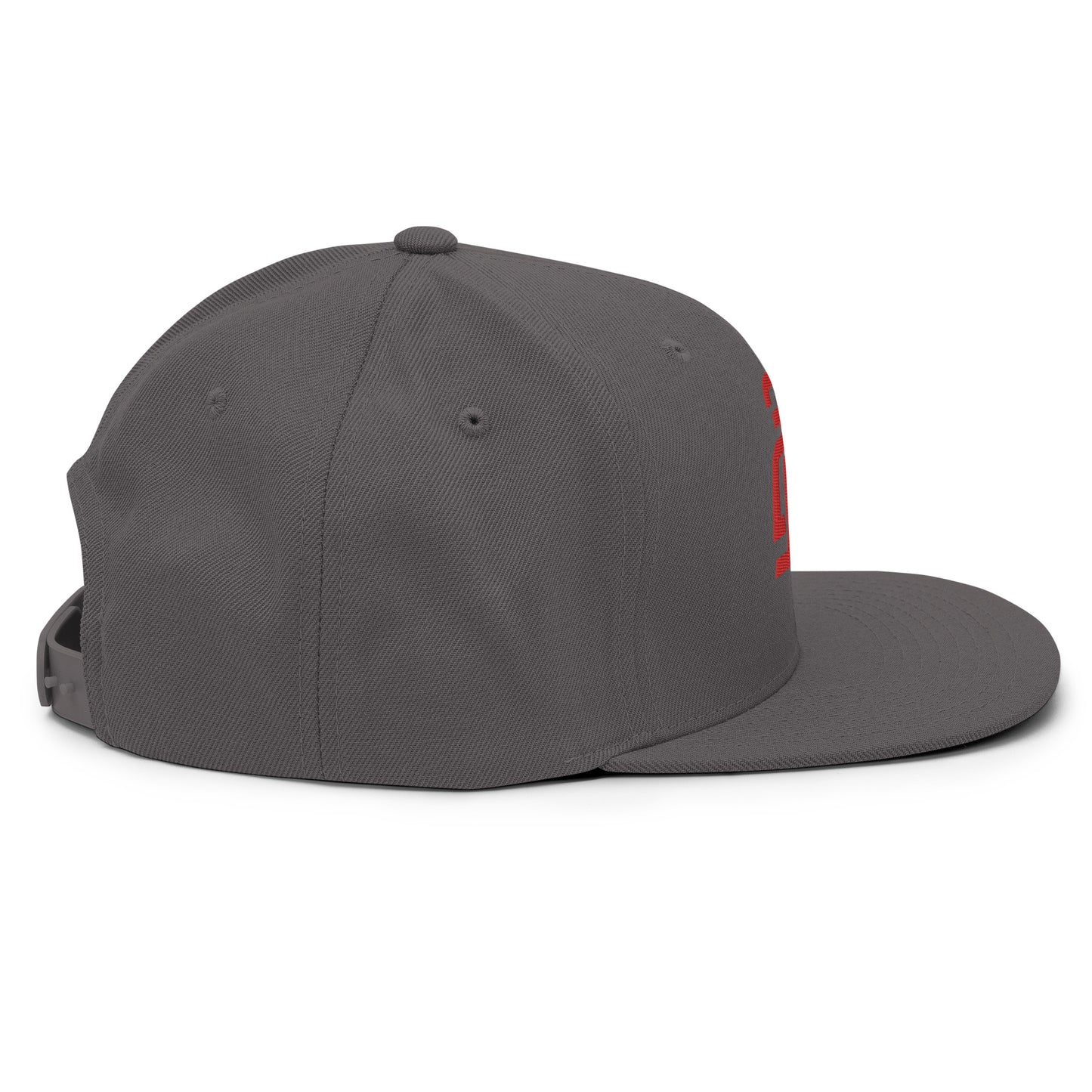 "213" Wool Blend Snapback Hat | Yupoong 6089M | E Luna ESSENTIAL Duocrest 2 Red Thread Front & Left Side Logos