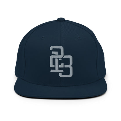 "213" Wool Blend Snapback Hat | Yupoong 6089M | E Luna SELECT Tricrest 3 Grey Thread Front, Left Side & Back Logos