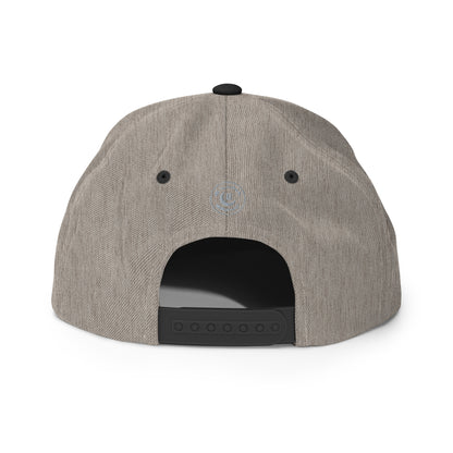 "213" Wool Blend Snapback Hat | Yupoong 6089M | E Luna SELECT Tricrest 3 Grey Thread Front, Left Side & Back Logos