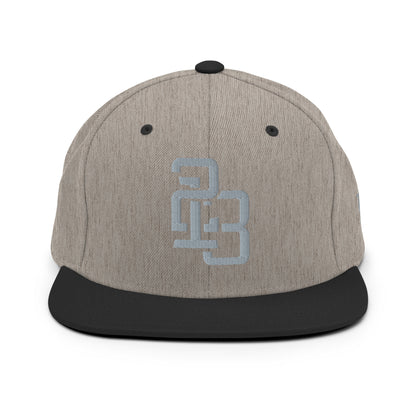 "213" Wool Blend Snapback Hat | Yupoong 6089M | E Luna SELECT Tricrest 3 Grey Thread Front, Left Side & Back Logos