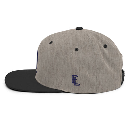 "619" Wool Blend Snapback | E Luna Brand ESSENTIAL | 2 Navy Thread Logos