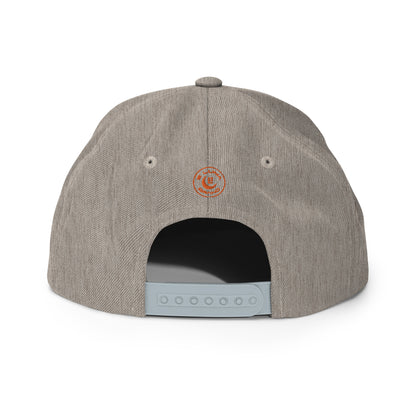 "LOS" Wool Blend Snapback Hat | Yupoong 6089M | E Luna SELECT Tricrest 3 Orange Thread Front, Left Side & Back Logos