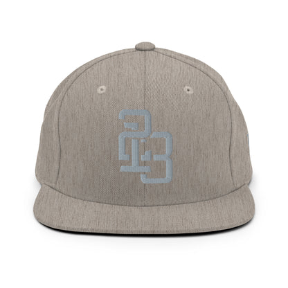 "213" Wool Blend Snapback Hat | Yupoong 6089M | E Luna SELECT Tricrest 3 Grey Thread Front, Left Side & Back Logos