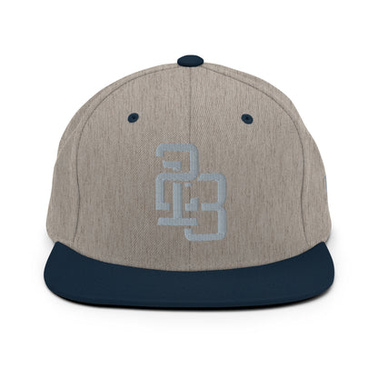 "213" Wool Blend Snapback Hat | Yupoong 6089M | E Luna SELECT Tricrest 3 Grey Thread Front, Left Side & Back Logos