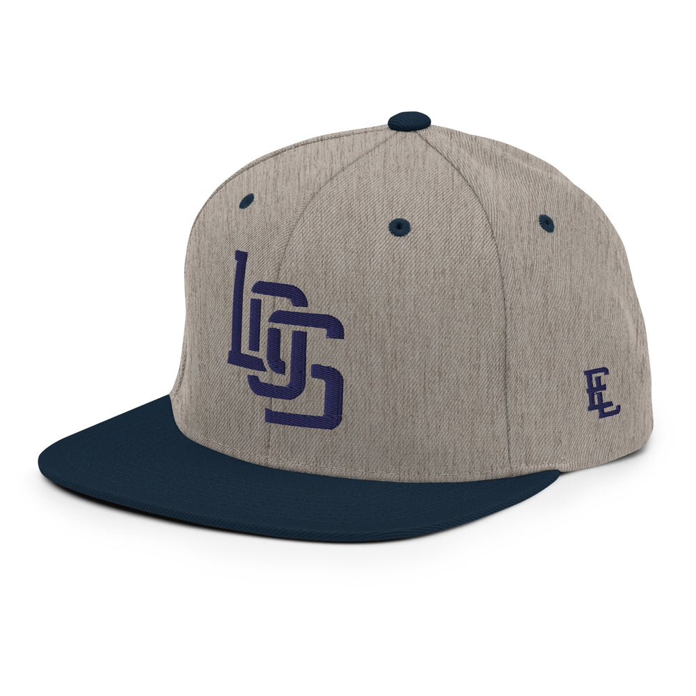 "LOS" Wool Blend Snapback | E Luna Brand ESSENTIAL | 2 Navy Thread Logos