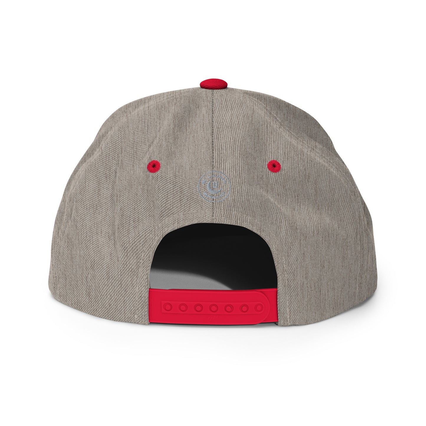 "213" Wool Blend Snapback Hat | Yupoong 6089M | E Luna SELECT Tricrest 3 Grey Thread Front, Left Side & Back Logos