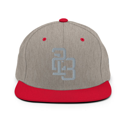 "213" Wool Blend Snapback Hat | Yupoong 6089M | E Luna SELECT Tricrest 3 Grey Thread Front, Left Side & Back Logos