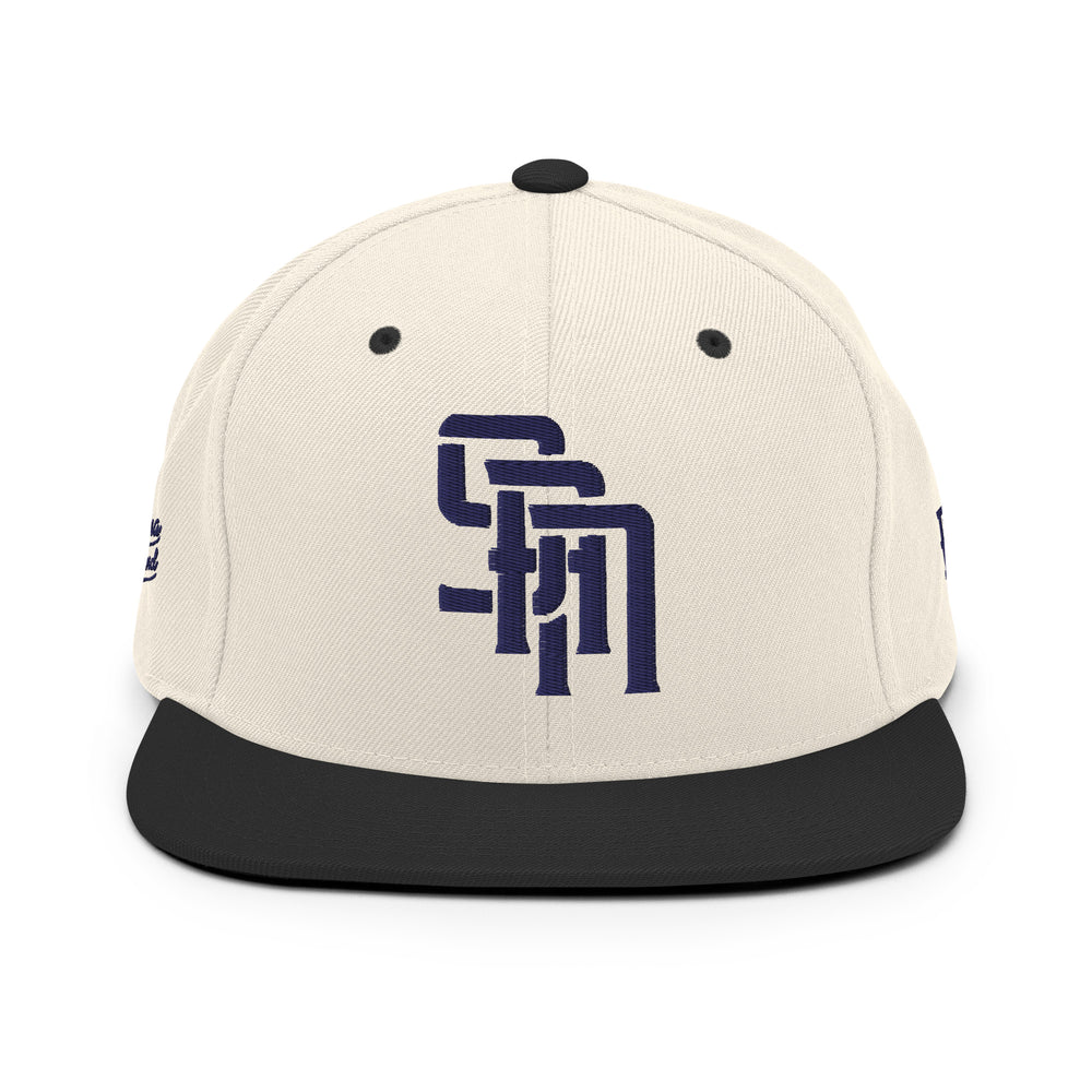 Boné Snapback "SAN" de Lã | E Luna Brand PREMIUM | 4 Logotipos Azuis-Marinhos Bordados | Edição com Bordado 3D
