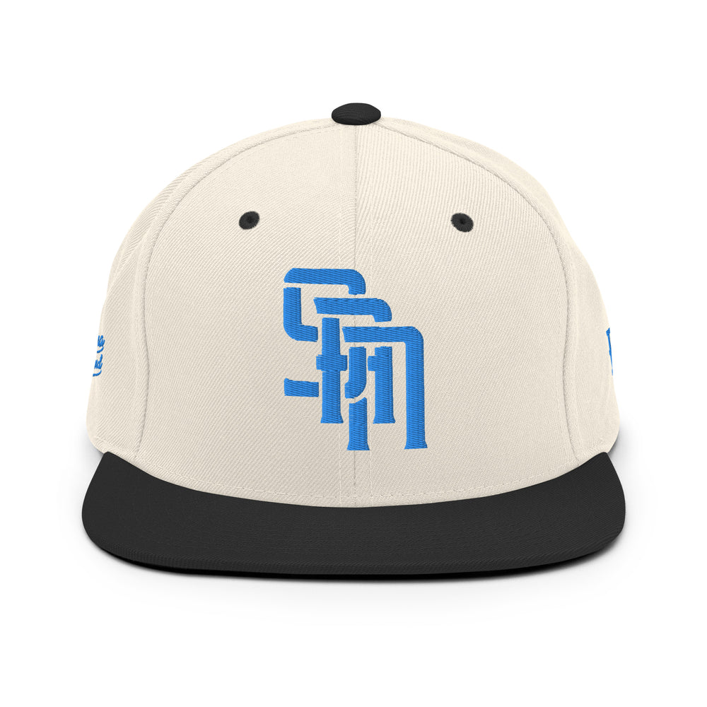 Gorra Snapback de Mezcla de Lana "SAN" | E Luna Brand PREMIUM | 4 Logotipos Hilo Aqua/Verde Azulado | Edición 3D Puff