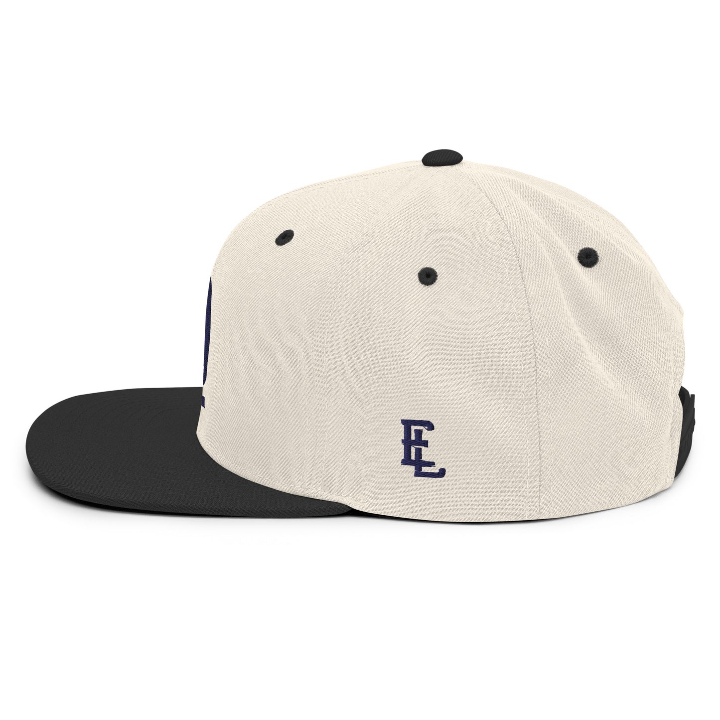 "619" Wool Blend Snapback | E Luna Brand ESSENTIAL | 2 Navy Thread Logos