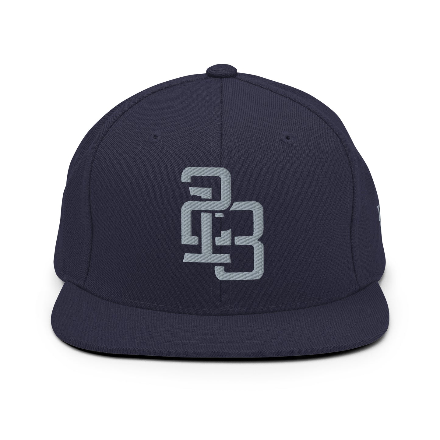 "213" Wool Blend Snapback Hat | Yupoong 6089M | E Luna SELECT Tricrest 3 Grey Thread Front, Left Side & Back Logos