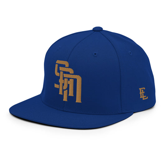 "SAN" Wool Blend Snapback | E Luna Brand SELECT | 3 Old Gold Thread Logos | 3D Puff Edition