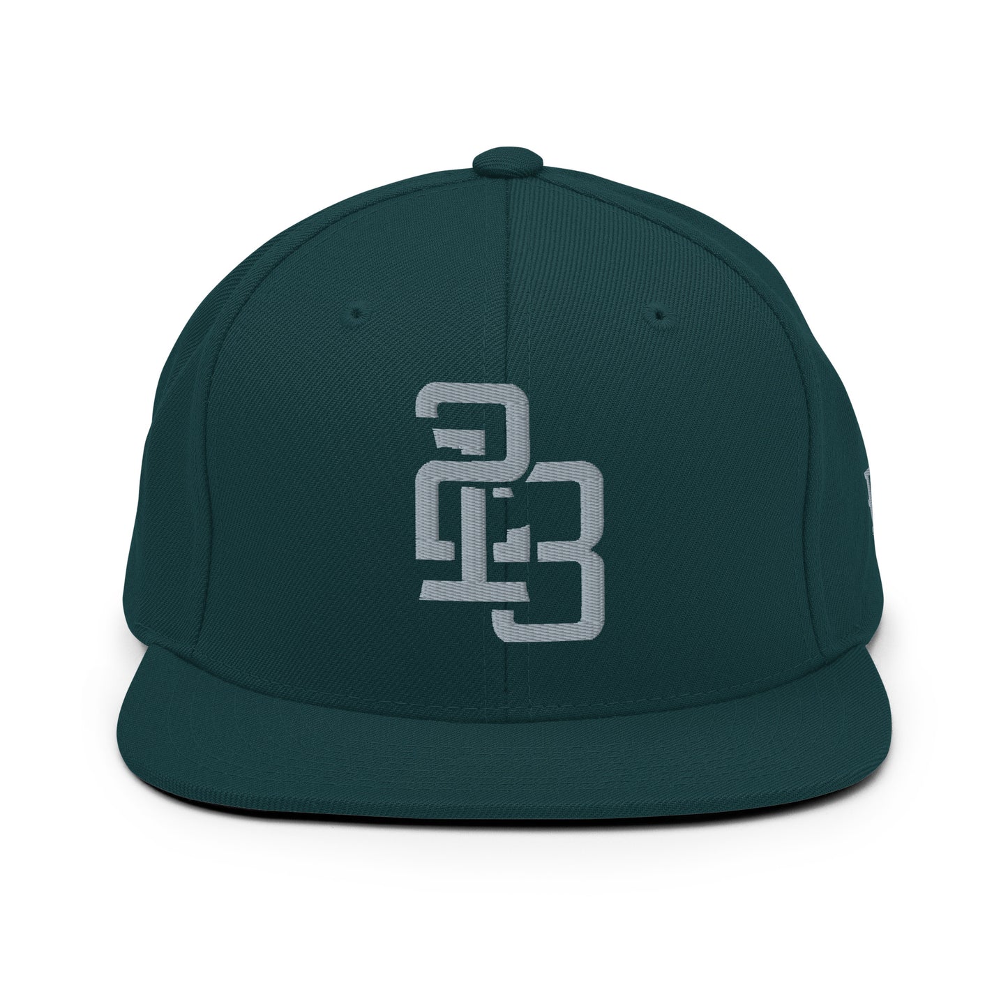 "213" Wool Blend Snapback Hat | Yupoong 6089M | E Luna SELECT Tricrest 3 Grey Thread Front, Left Side & Back Logos