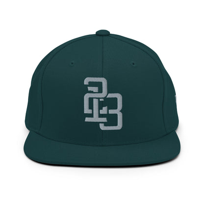 "213" Wool Blend Snapback Hat | Yupoong 6089M | E Luna SELECT Tricrest 3 Grey Thread Front, Left Side & Back Logos