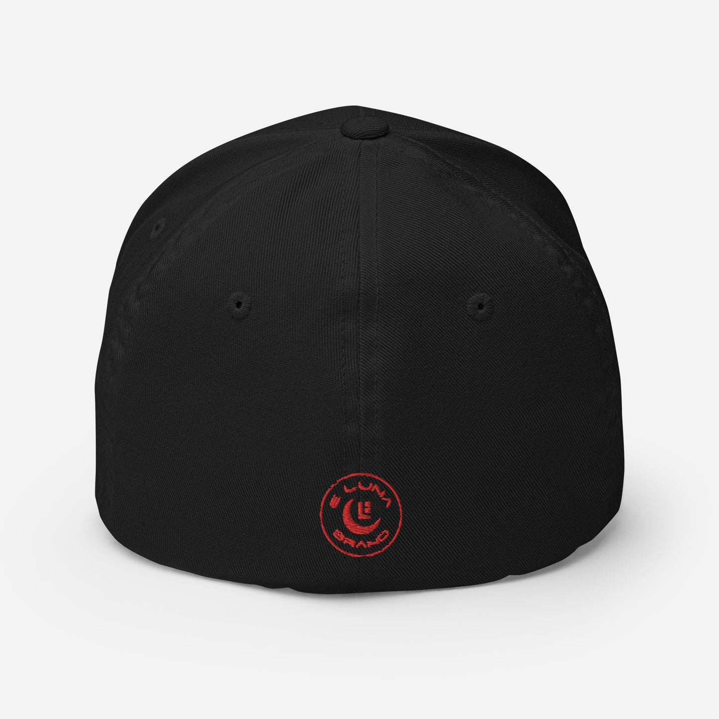 "SAN" Structured Twill Cap | Flexfit 6277 | E Luna Brand SELECT Tricrest 3 Red Thread Logos: Front, Left & Back [3D Puff Edition]