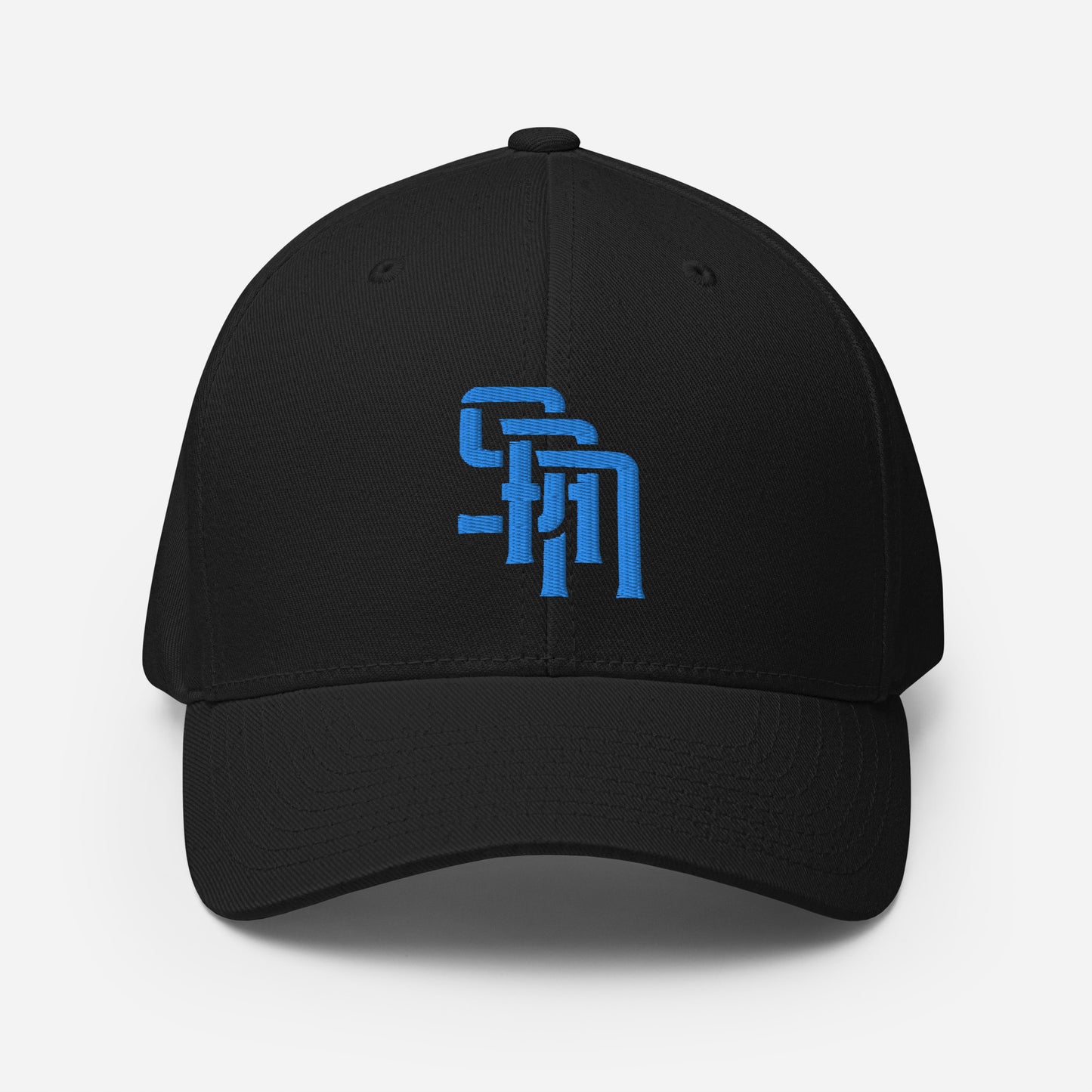 "SAN" Structured Twill Cap | Flexfit 6277 | E Luna Brand ESSENTIAL Duocrest 2 Aqua/Teal Thread Logos: Front & Left