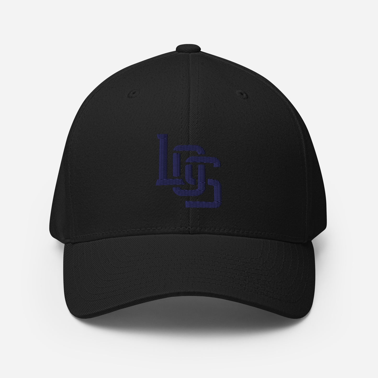 "LOS" Structured Twill Cap | Flexfit 6277 | E Luna SELECT Tricrest 3 Navy Thread Front, Left Side & Back Logos