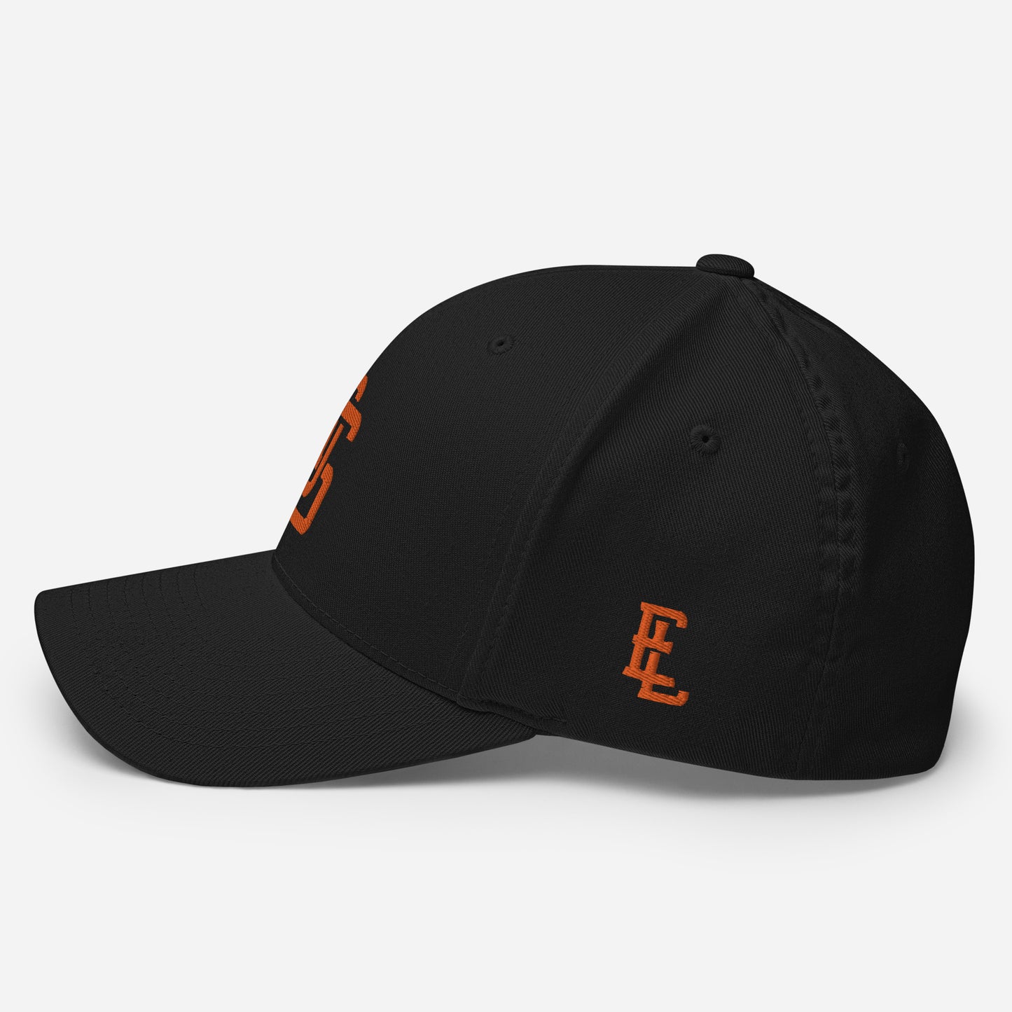 "LOS" Structured Twill Cap | Flexfit 6277 | E Luna ESSENTIAL Duocrest 2 Orange Thread Front & Left Side Logos