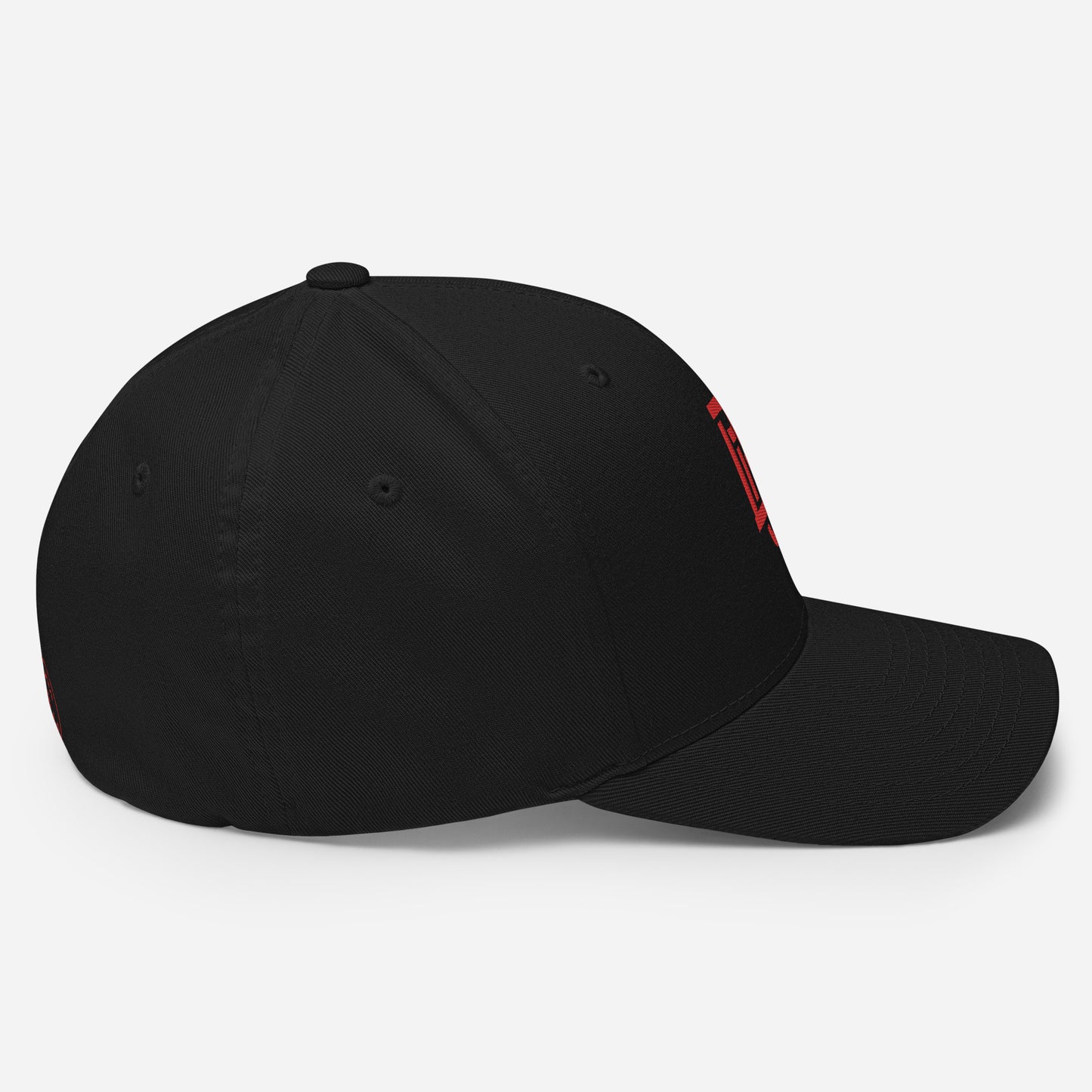 "DGO" Structured Twill Cap | Flexfit 6277 | E Luna SELECT Tricrest 3 Red Thread Front, Left Side & Back Logos