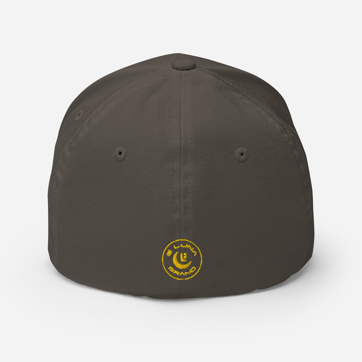 "LOS" Structured Twill Cap | Flexfit 6277 | E Luna SELECT Tricrest 3 Gold Thread Front, Left Side & Back Logos