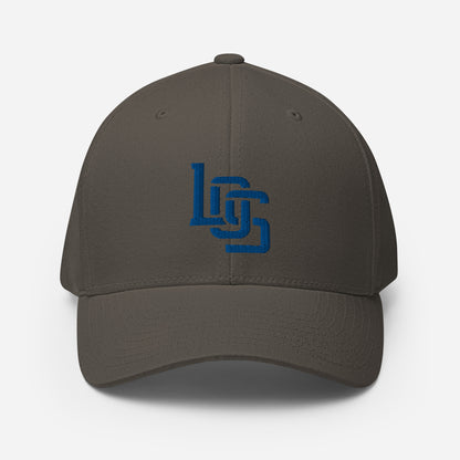 "LOS" Structured Twill Cap | Flexfit 6277 | E Luna SELECT Tricrest 3 Royal Thread Front, Left Side & Back Logos