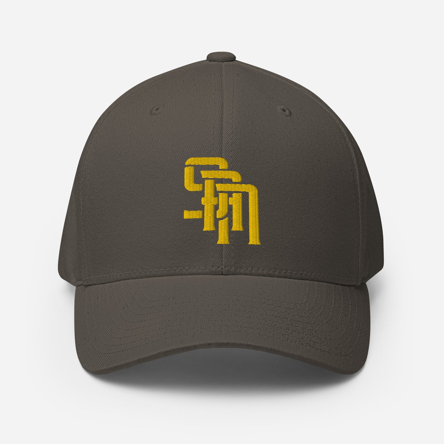 "SAN" Structured Twill Cap | Flexfit 6277 | E Luna Brand PREMIUM Quadcrest 4 Gold Thread Logos: Front, Left, Right Signature & Back [3D Puff Edition]