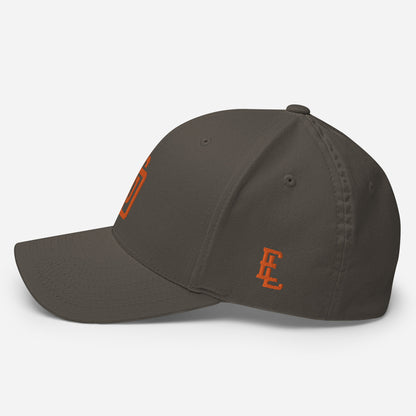 "DGO" Structured Twill Cap | Flexfit 6277 | E Luna ESSENTIAL Duocrest 2 Orange Thread Front & Left Side Logos