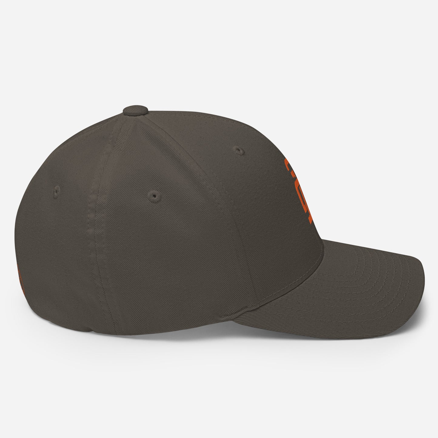 "213" Structured Twill Cap | Flexfit 6277 | E Luna SELECT Tricrest 3 Orange Thread Front, Left Side & Back Logos