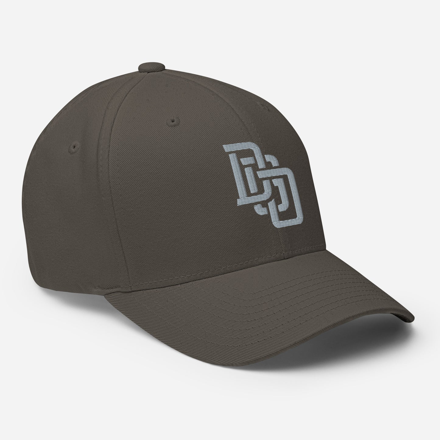 "DGO" Structured Twill Cap | Flexfit 6277 | E Luna SELECT Tricrest 3 Grey Thread Front, Left Side & Back Logos