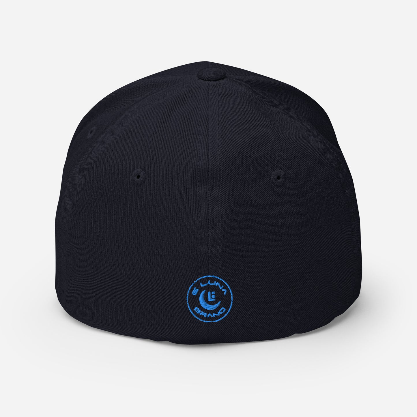 "213" Structured Twill Cap | Flexfit 6277 | E Luna SELECT Tricrest 3 Aqua/Teal Thread Front, Left Side & Back Logos