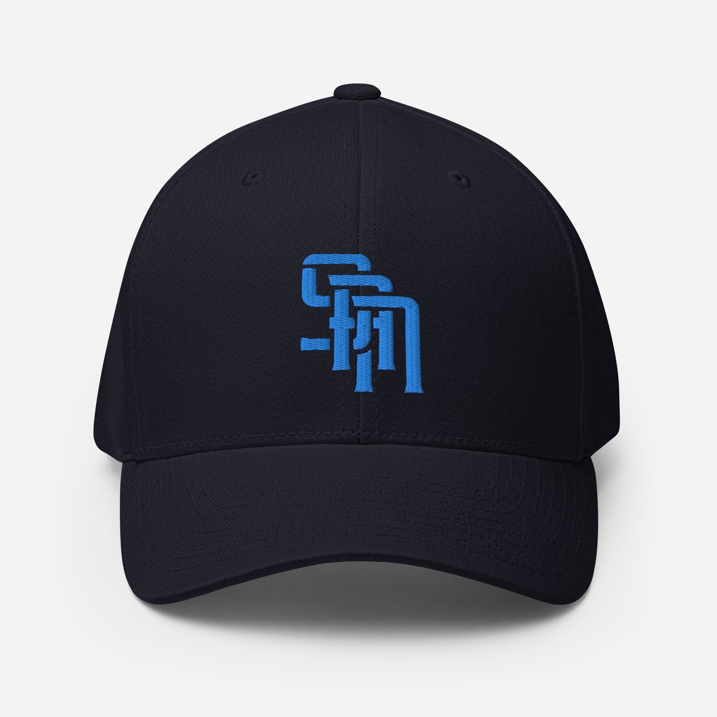 "SAN" Structured Twill Cap | Flexfit 6277 | E Luna Brand ESSENTIAL Duocrest 2 Aqua/Teal Thread Logos: Front & Left