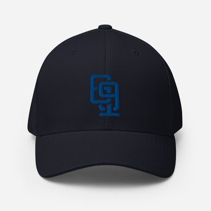 "619" Structured Twill Cap | Flexfit 6277 | E Luna ESSENTIAL Duocrest 2 Royal Thread Front & Left Side Logos