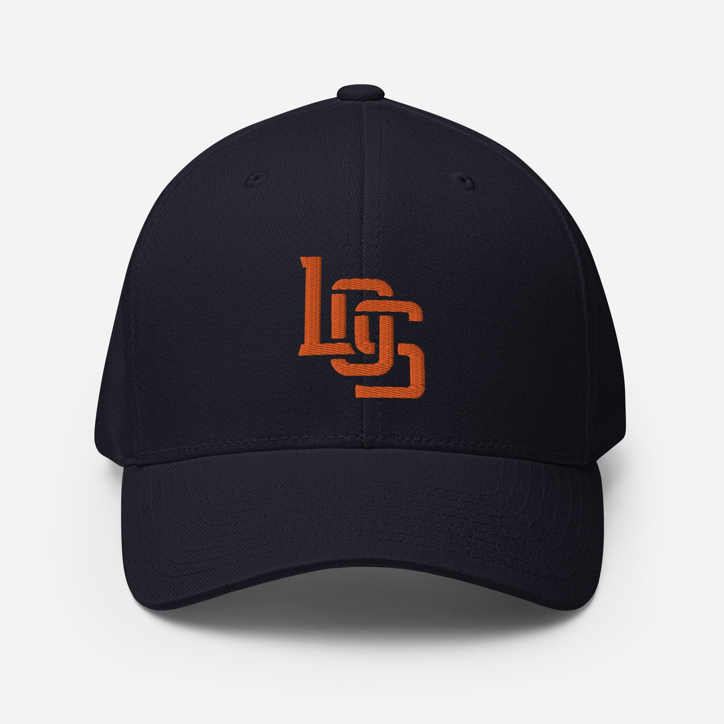 "LOS" Structured Twill Cap | Flexfit 6277 | E Luna ESSENTIAL Duocrest 2 Orange Thread Front & Left Side Logos