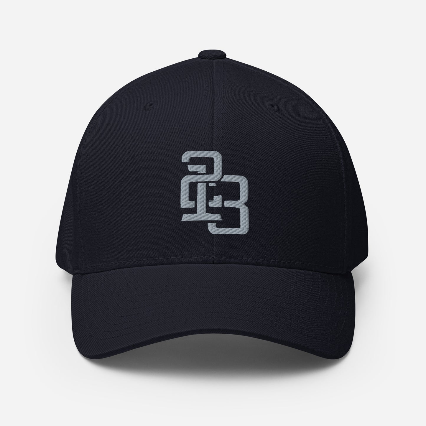 "213" Structured Twill Cap | Flexfit 6277 | E Luna SELECT Tricrest 3 Grey Thread Front, Left Side & Back Logos