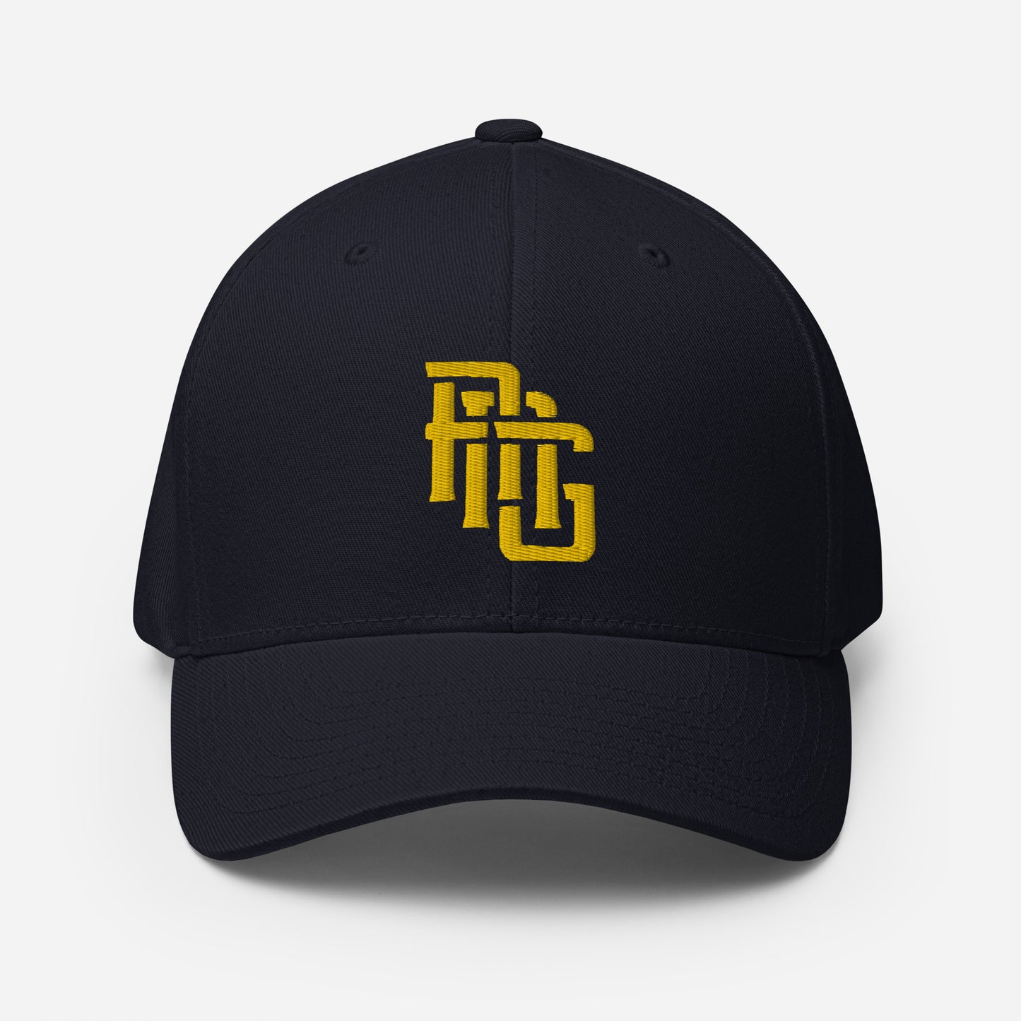 "ANG" Structured Twill Cap | Flexfit 6277 | E Luna ESSENTIAL Duocrest 2 Gold Thread Front & Left Side Logos