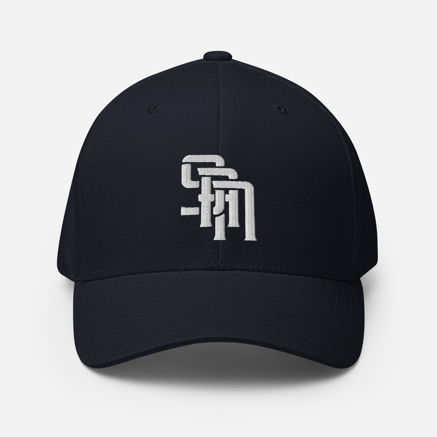 "SAN" Structured Twill Cap | Flexfit 6277 | E Luna Brand PREMIUM Quadcrest 4 White Thread Logos: Front, Left, Right Signature & Back [3D Puff Edition]