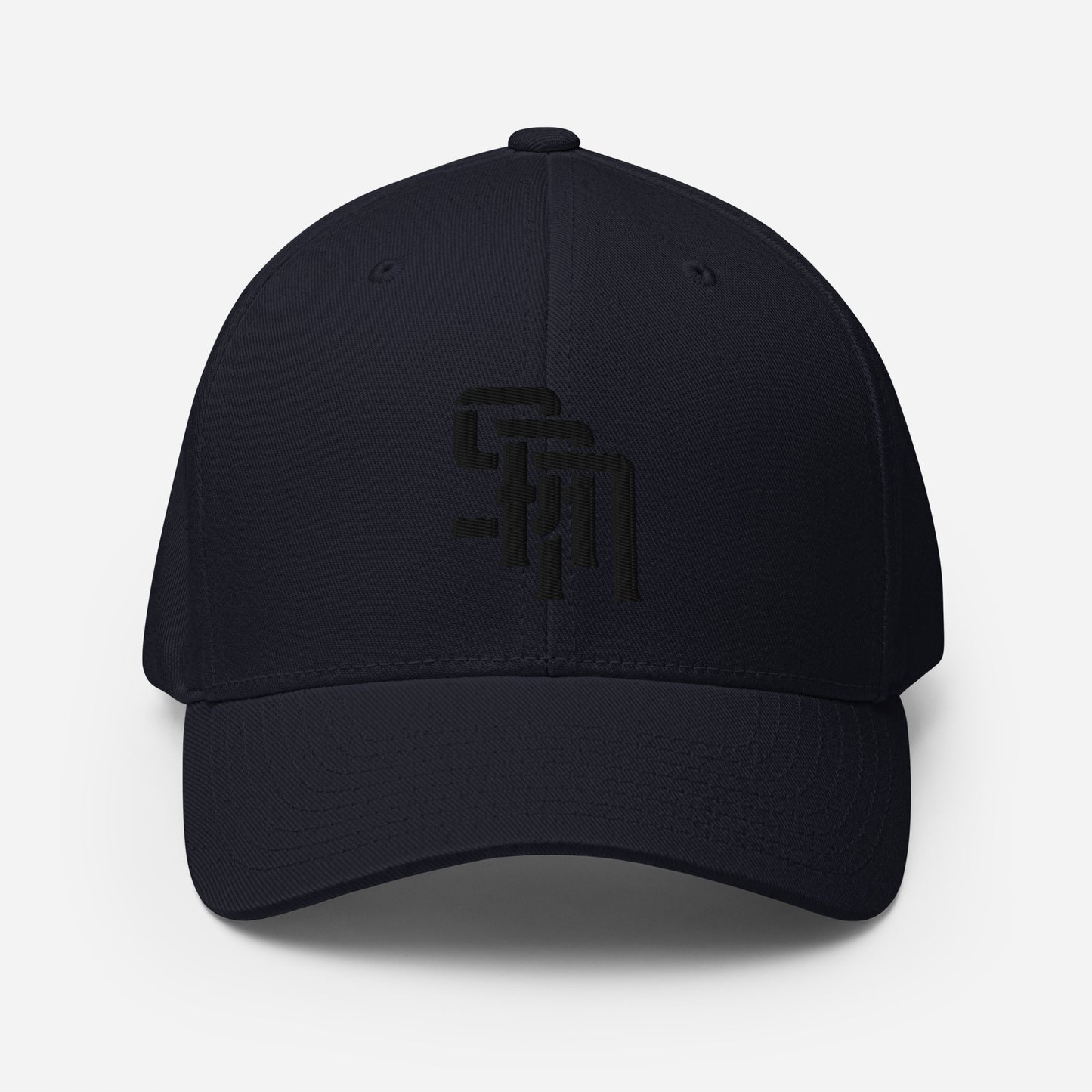 "SAN" Structured Twill Cap | Flexfit 6277 | E Luna Brand PREMIUM Quadcrest 4 Black Thread Logos: Front, Left, Right Signature & Back [3D Puff Edition]