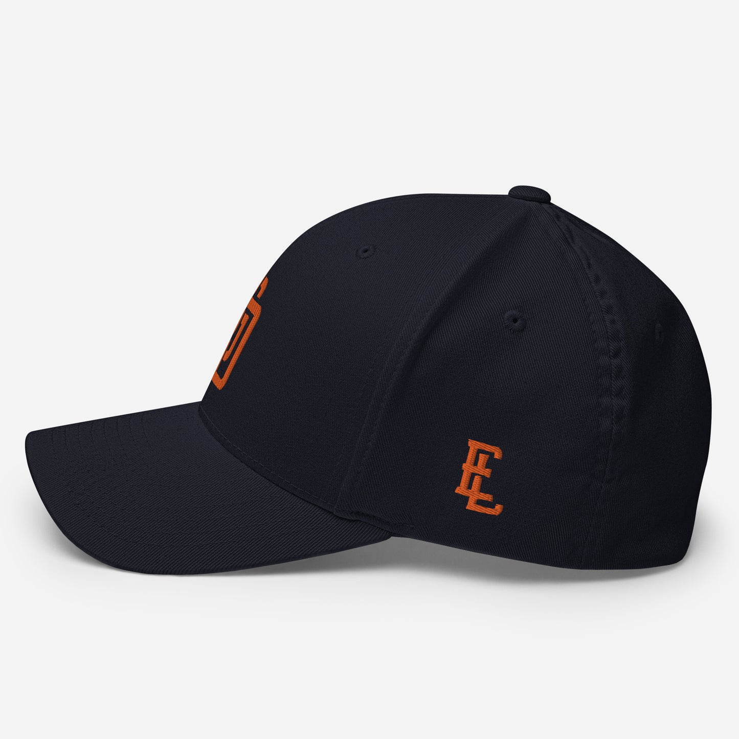 "DGO" Structured Twill Cap | Flexfit 6277 | E Luna ESSENTIAL Duocrest 2 Orange Thread Front & Left Side Logos