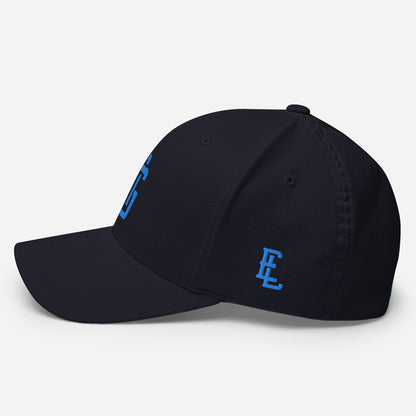 "ANG" Structured Twill Cap | Flexfit 6277 | E Luna SELECT Tricrest 3 Aqua/Teal Thread Front, Left Side & Back Logos