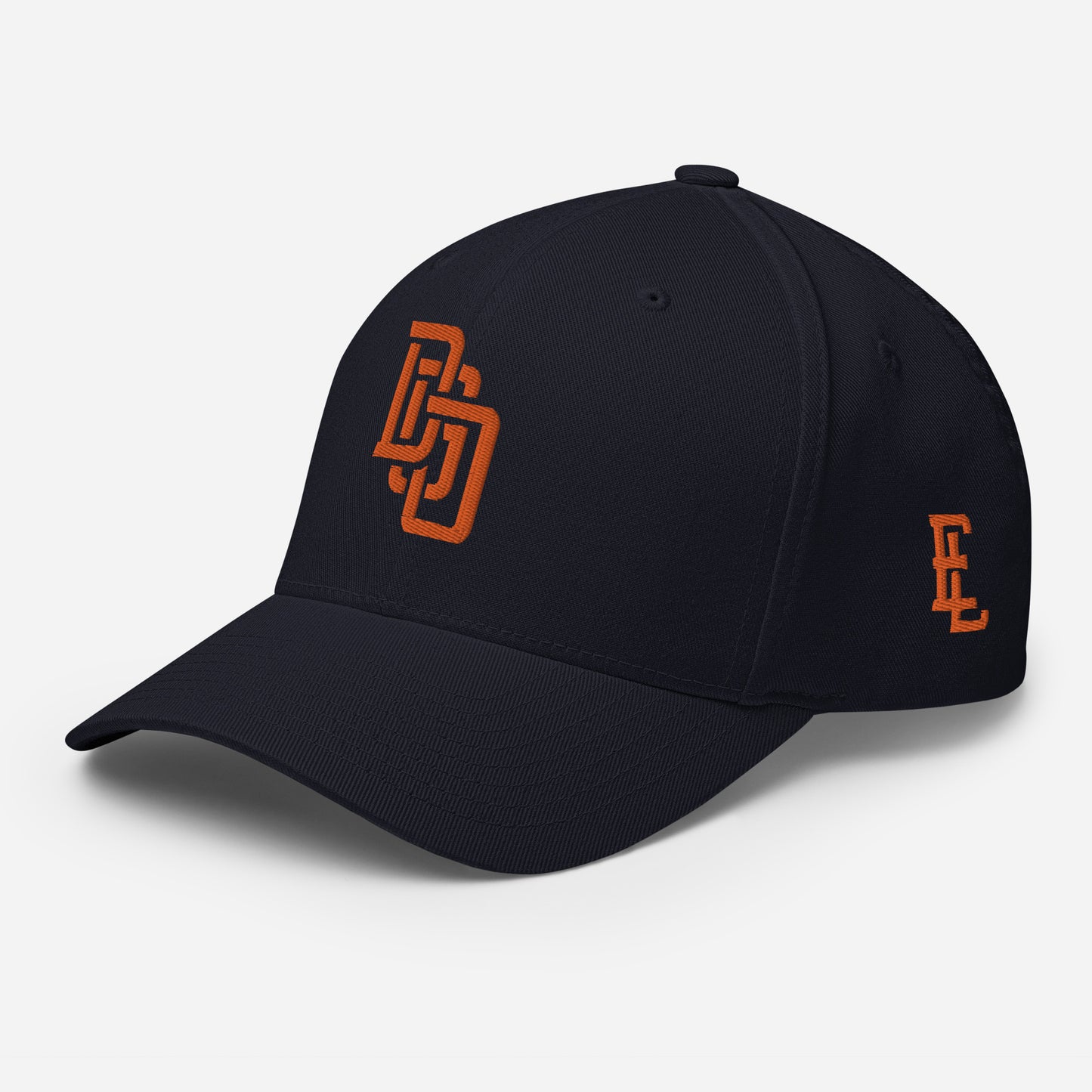 "DGO" Structured Twill Cap | Flexfit 6277 | E Luna SELECT Tricrest 3 Orange Thread Front, Left Side & Back Logos