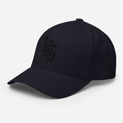 "LOS" Structured Twill Cap | Flexfit 6277 | E Luna ESSENTIAL Duocrest 2 Black Thread Front & Left Side Logos