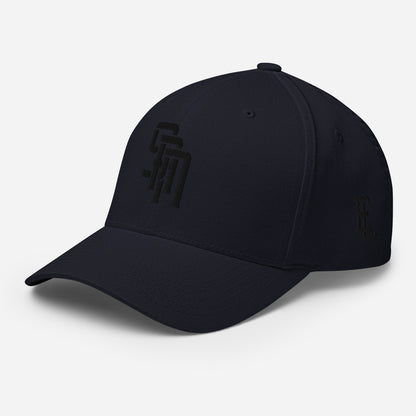 "SAN" Structured Twill Cap | Flexfit 6277 | E Luna Brand PREMIUM Quadcrest 4 Black Thread Logos: Front, Left, Right Signature & Back [3D Puff Edition]