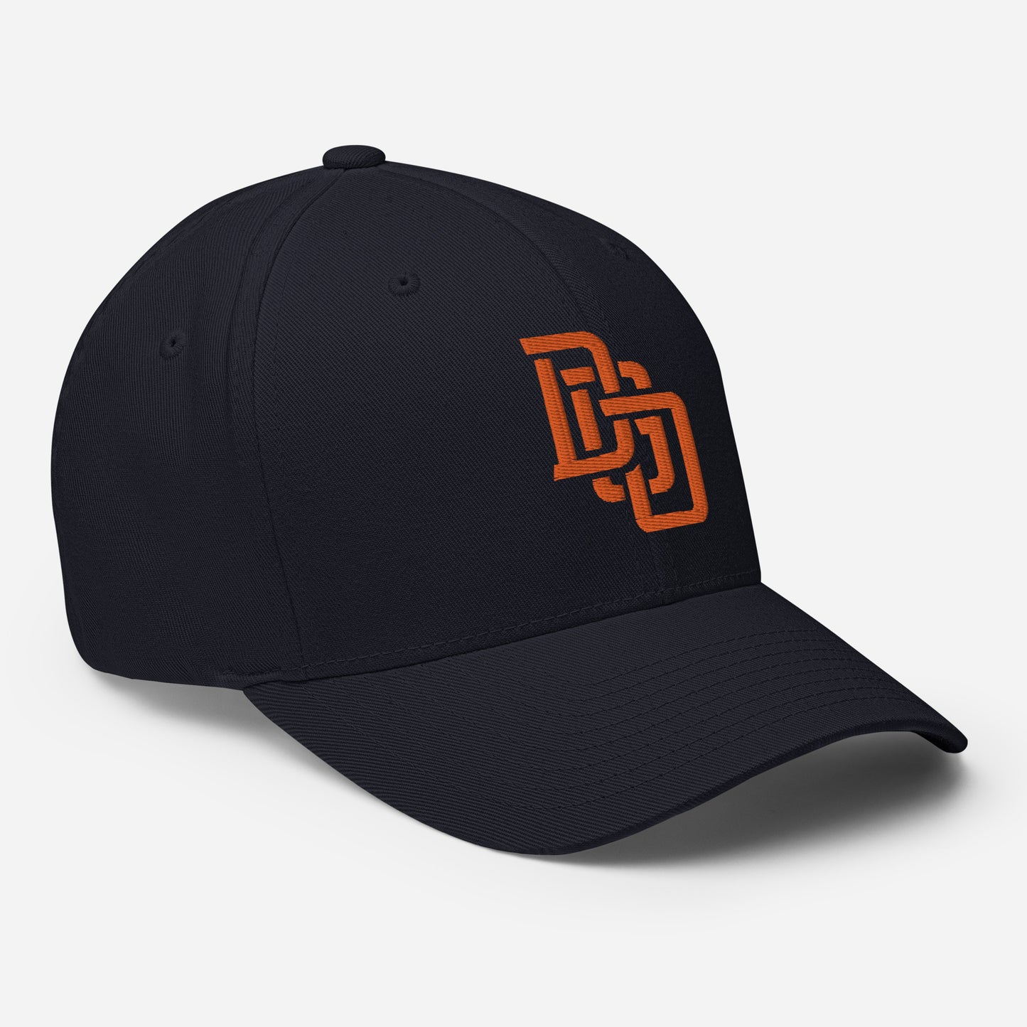 "DGO" Structured Twill Cap | Flexfit 6277 | E Luna SELECT Tricrest 3 Orange Thread Front, Left Side & Back Logos