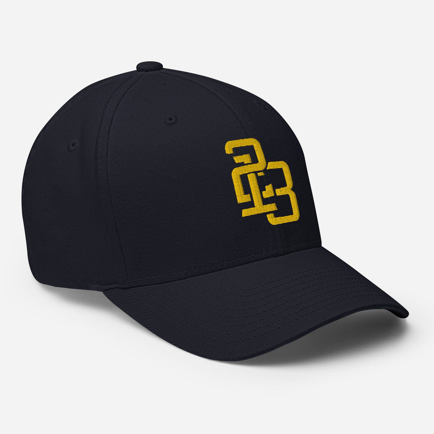 "213" Structured Twill Cap | Flexfit 6277 | E Luna ESSENTIAL Duocrest 2 Gold Thread Front & Left Side Logos