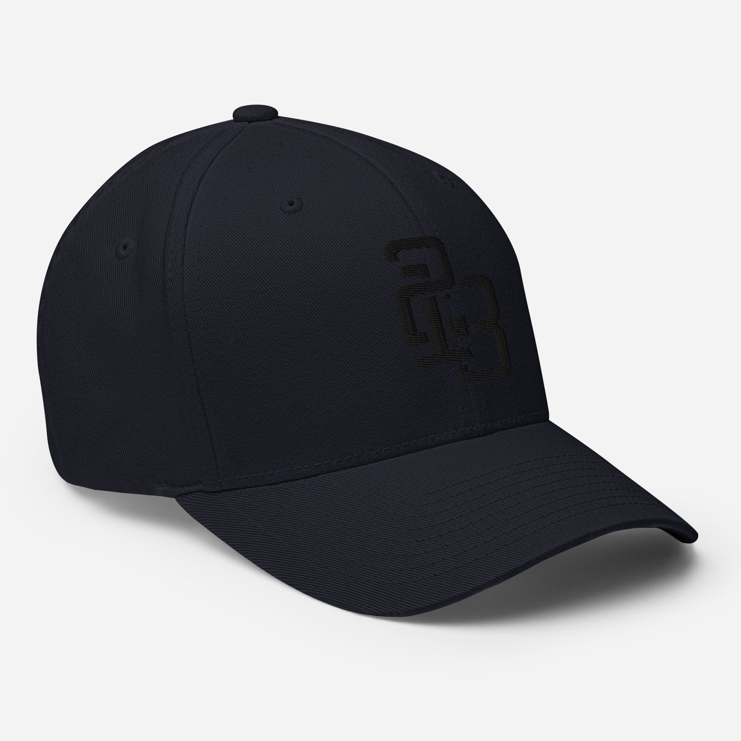 "213" Structured Twill Cap | Flexfit 6277 | E Luna SELECT Tricrest 3 Black Thread Front, Left Side & Back Logos